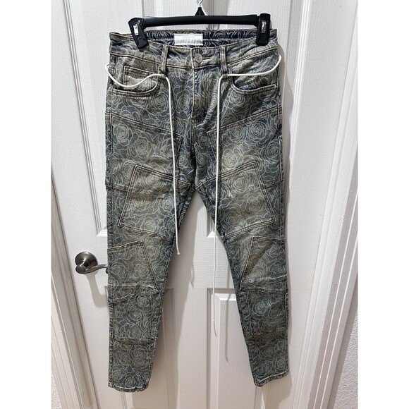 Lifted Anchors Los Angeles Patch-Work Rose Denim Skinny Jeans Size 28/32L Men's - Picture 2 of 14